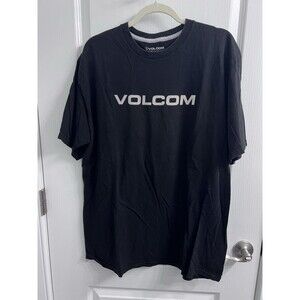 Volcom Mens XL Black Graphic Logo Short Sleeve Cotton Crew Neck T-Shirt